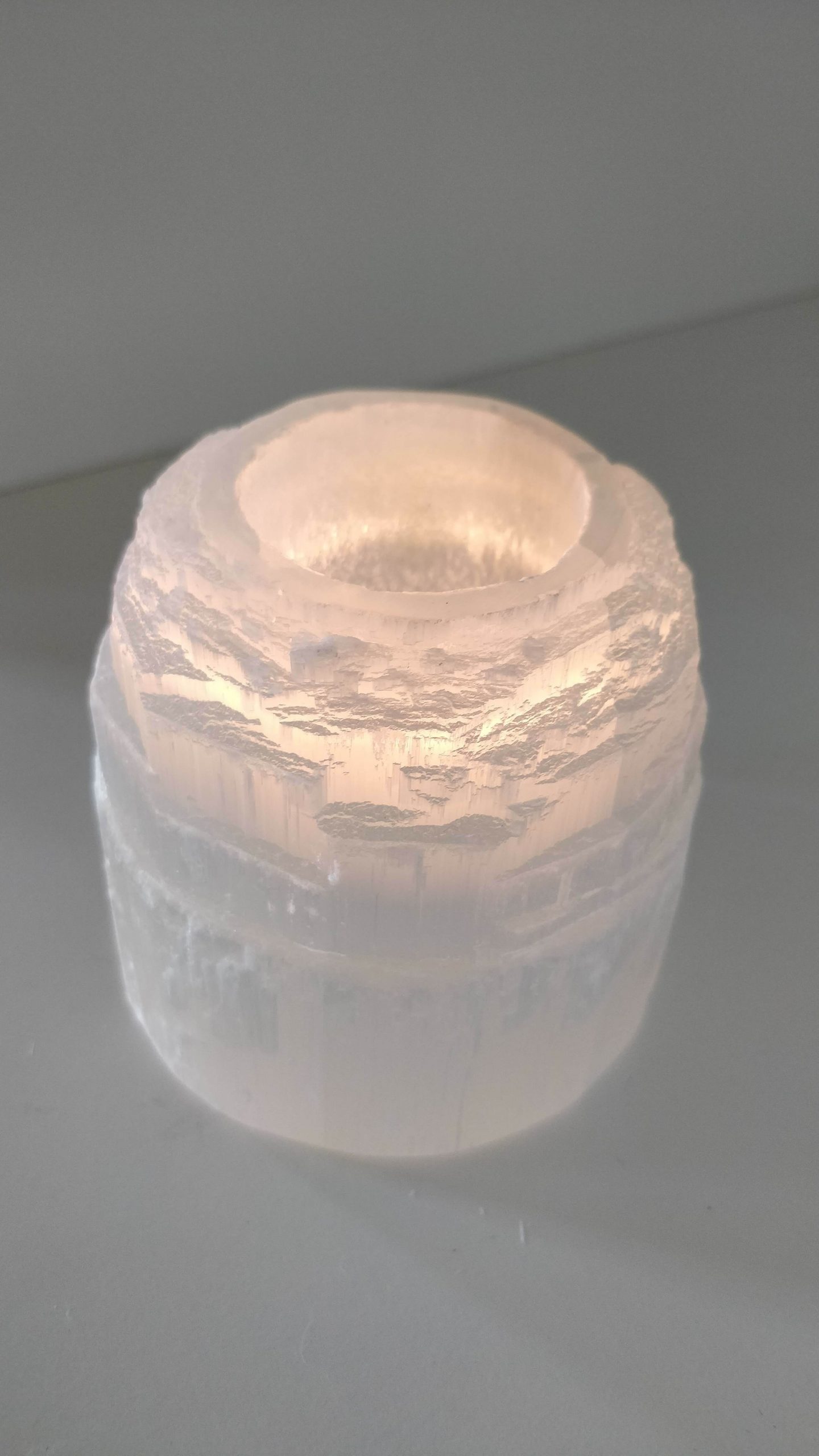Selenite Mountain Tealight Candle Holder