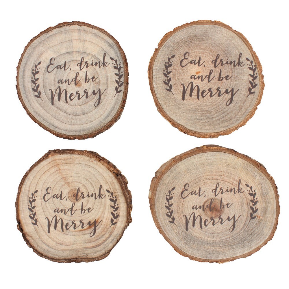 Set of 4 Festive Log Coasters