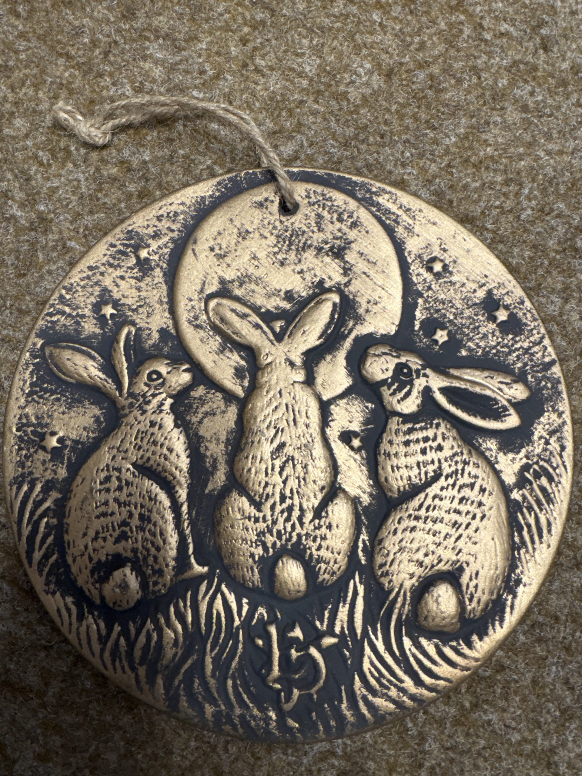 Moon Shadows Bronze terracotta Plaque By Lisa Parker