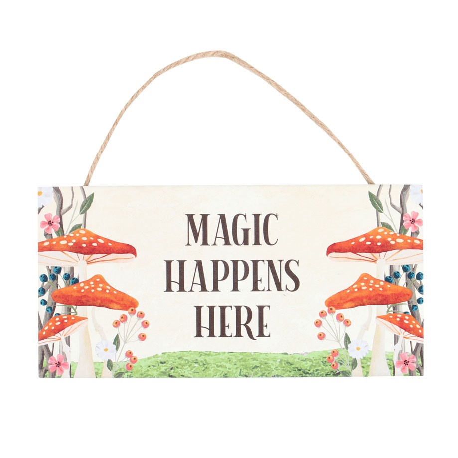 Magic Happens Here MDF Hanging Sign