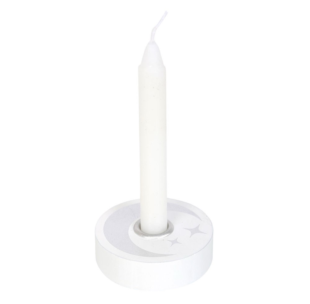 White Wooden Mystical Moon Spell Candle Holder