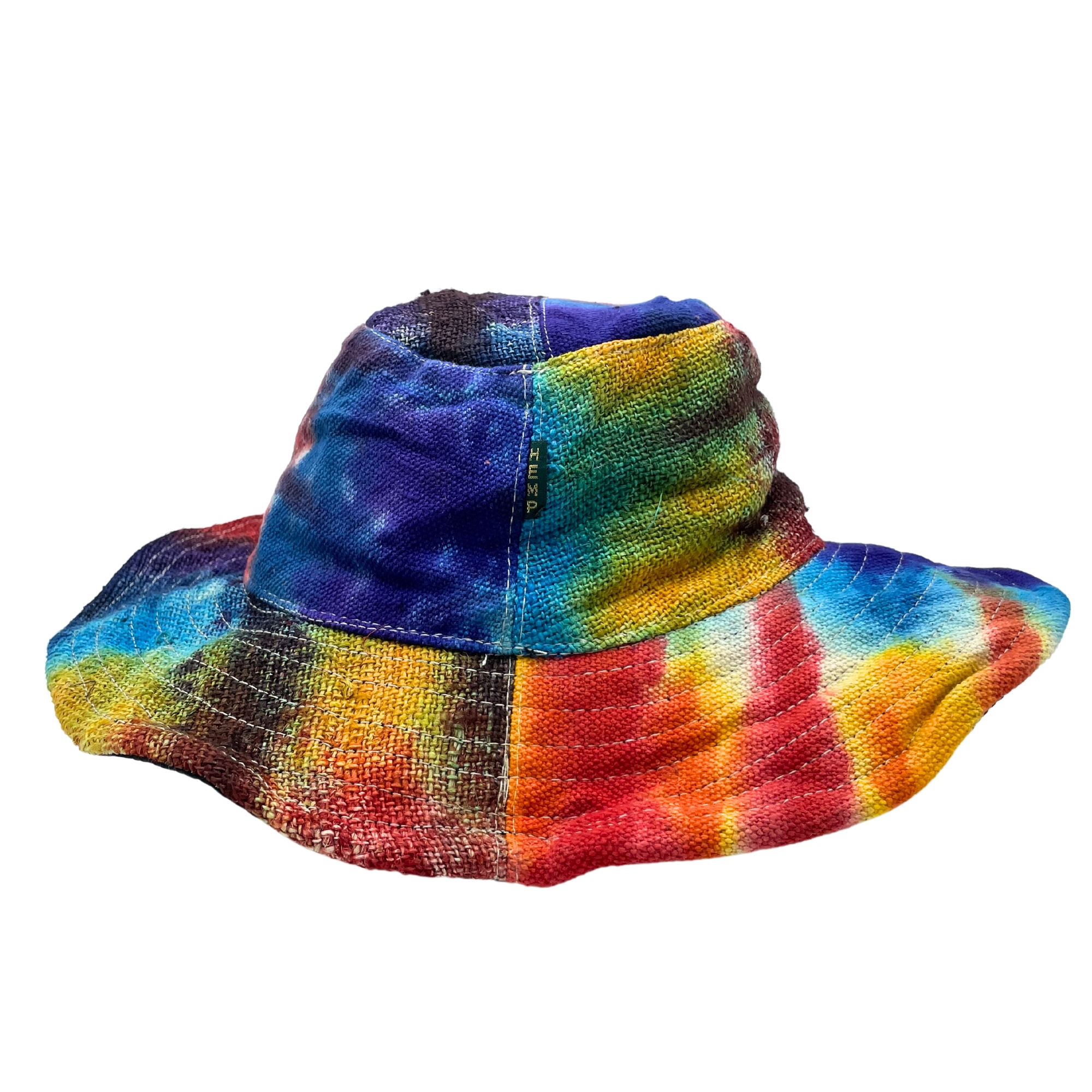 Patched and Wired Hemp & Cotton Boho Festival Hat – Tie dye