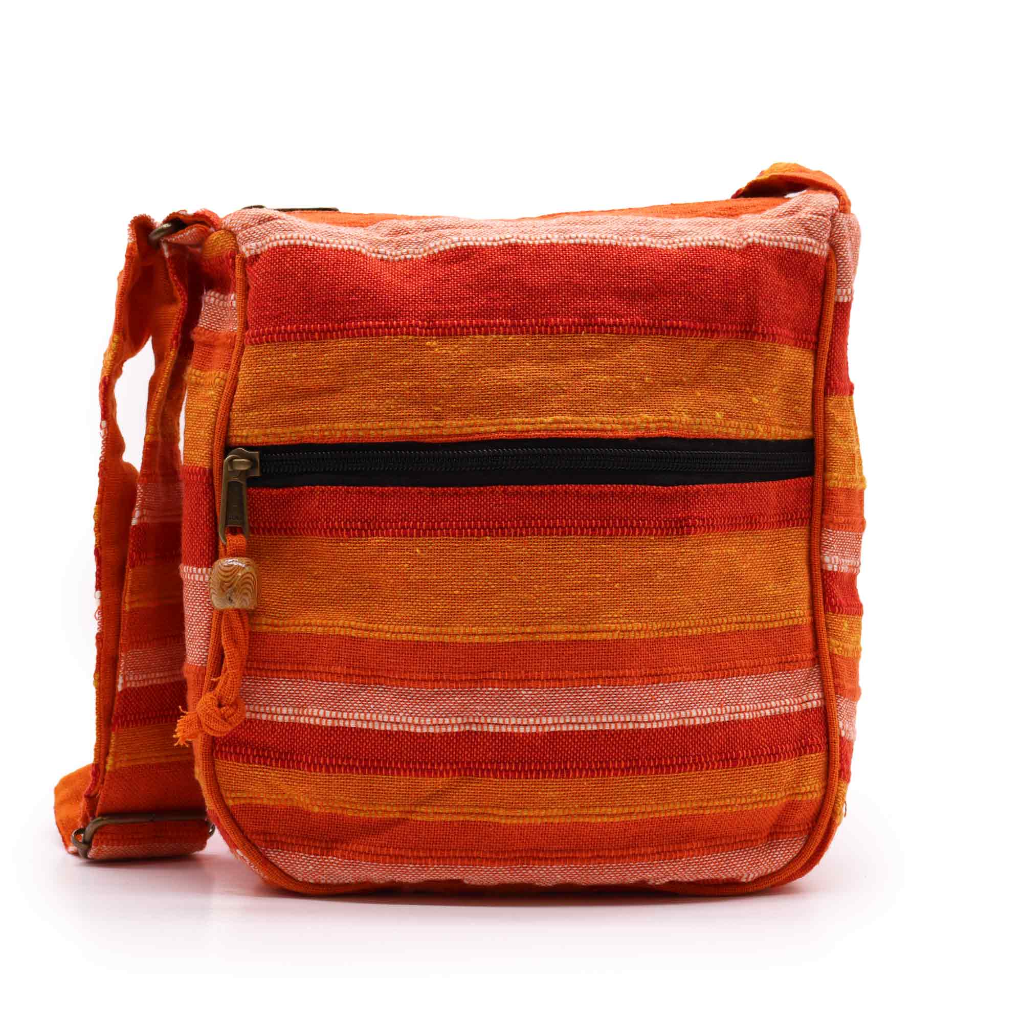 Large Nepal Sling Bag with Adjustable Strap – Sunrise Orange