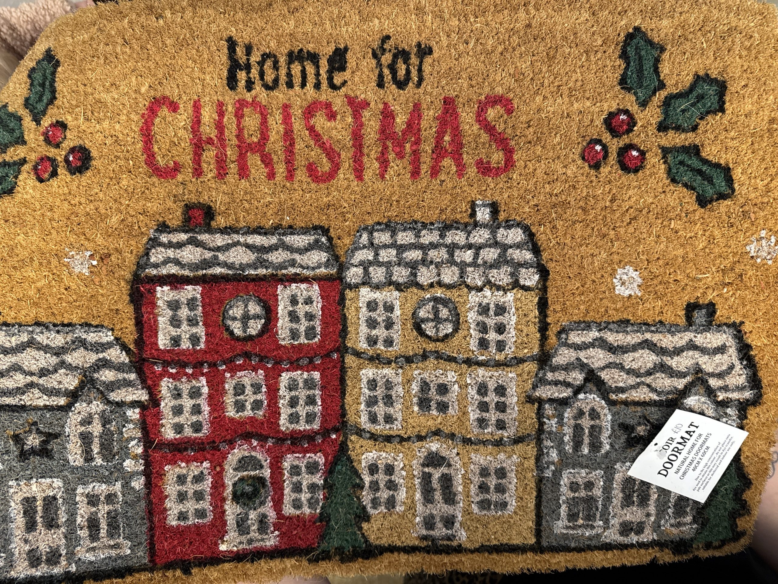 Home for Christmas coir door mat