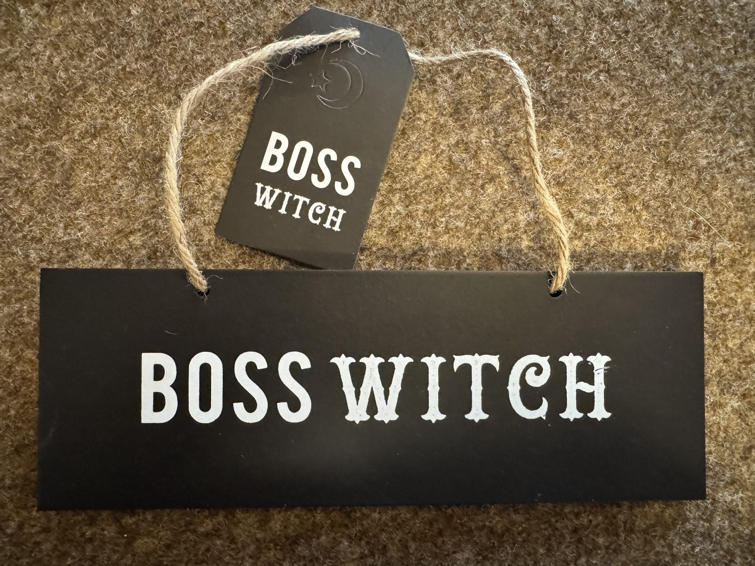 Boss Witch wooden sign